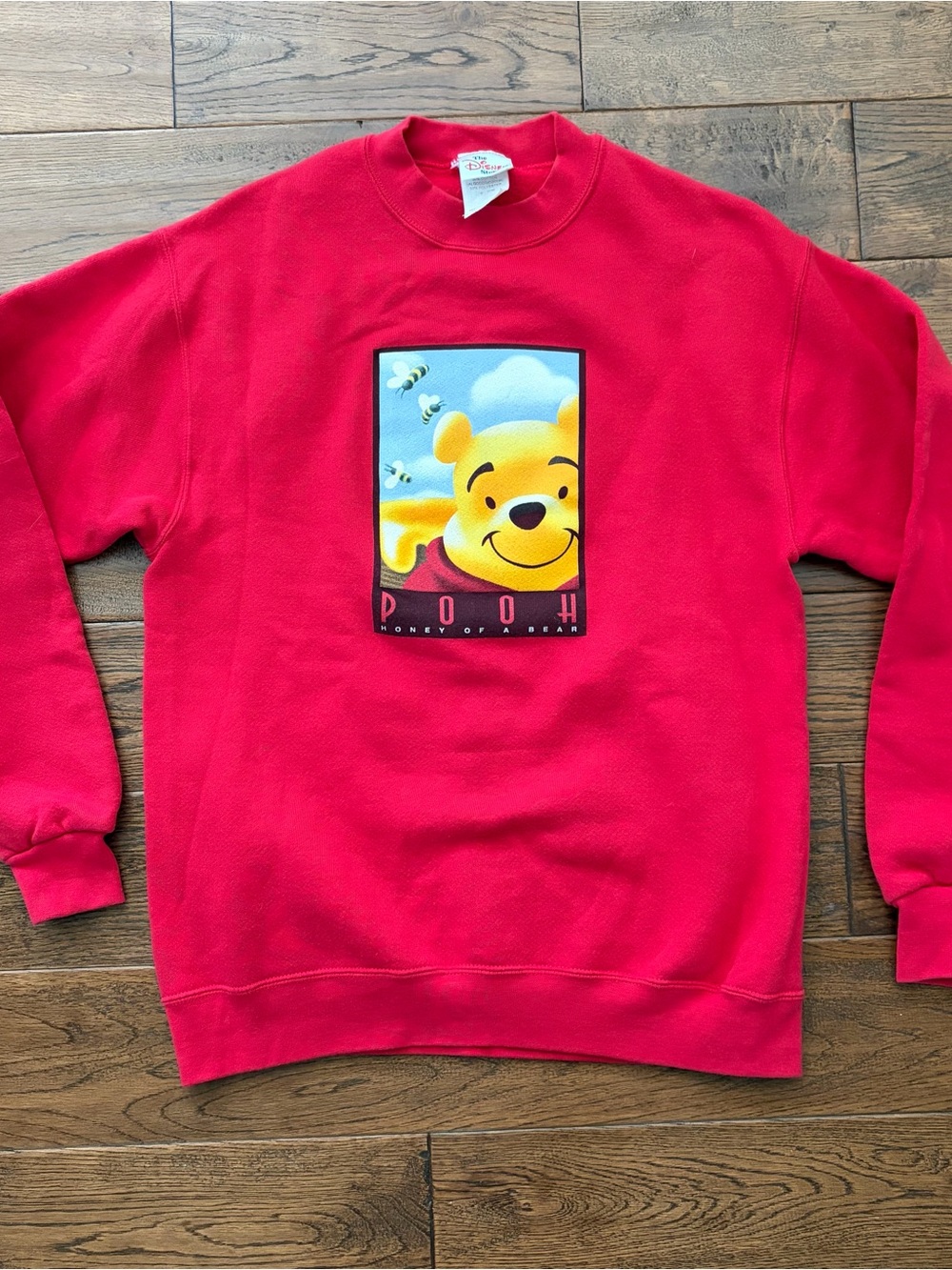 Vintage Unisex Disney Store Red Winnie the Pooh Crewneck Sweatshirt